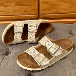 White Mosaic Rainbow Birkenstock Arizona Birko-Flor 38N